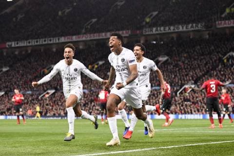 JOIE - 03 PRESNEL KIMPEMBE (PSG) - 04 THILO KEHRER (PSG) FOOTBALL : Manchester United ManU vs Paris SG - Ligue des Champions - 12 02 2019 AnthonyBIBARD FEP Panoramic 