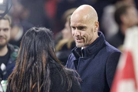 AMSTERDAM, Ajax - Real Madrid, football, Champions League Season 2018 2019, 13-02-2019, Johan Cruijff Arena. Ajax trainer coach Erik ten Hag (R) during interview before the game Ajax - Real Madrid. Ajax - Real Madrid  x2820361x