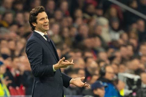 Amsterdam Netherlands 13 02 2019 UEFA Champions League 2018 19 Season Quarterfinals Ajax Amsterdam Real Madrid Coach Santiago Solari Real Madrid gesticulated gestures DeFodi001