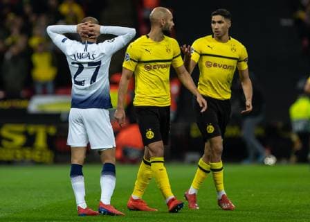 Football - 2018 2019 UEFA Champions League - Round of Sixteen, First Leg: Tottenham Hotspur vs. Borussia Dortmund Lucas Moura (Tottenham FC) reacts after his chance goes just wide at Wembley Stadium. COLORSPORT DANIEL BEARHAM  csp_tot_dor_130219_
