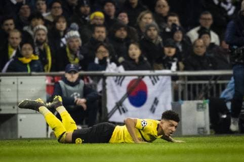 London 13 02 2019 Jadon Malik Sancho BvB disappointed Tottenham Hotspur Borussia Dortmund