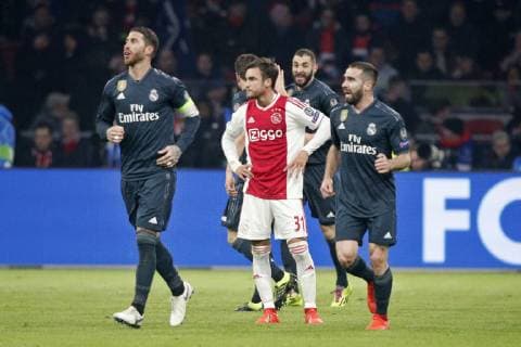 AMSTERDAM, Ajax - Real Madrid, football, Champions League Season 2018 2019, 13-02-2019, Johan Cruijff Arena. Ajax goalkeeper Nicolas Tagliafico dejected after the 0-1 during the game Ajax - Real Madrid. Ajax - Real Madrid  x2820854x