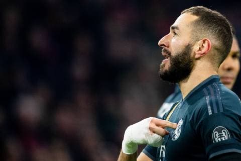Karim Benzema of Real Madrid during the UEFA Champions League round of 16 match Ajax Amsterdam and Real Madrid at the Johan Cruijff Arena on February 13, 2019 in Amsterdam, The Netherlands UEFA Champions League 2018 2019 xVIxVIxImagesx xTomxBodexMultimediaxIVx 13620418