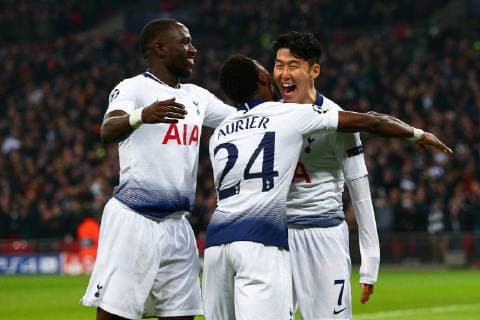 Heung-Min Son of Tottenham Hotspur celebrates scoring the opening goal during the UEFA Champions League Round of 16 First Leg match at Wembley Stadium, London. Picture date: 13th February 2019. Picture credit should read: Craig Mercer Sportimage EDITORIAL USE ONLY. No use with unauthorised audio, video, data, fixture lists, club league logos or live services. Online in-match use limited to 120 images, no video emulation. No use in betting, games or single club league player publications. CM2_0286.JPG