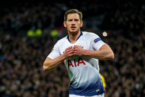 Jan Vertonghen of Tottenham Hotspur celebrates scoring his goal during the UEFA Champions League round of 16 match between Tottenham Hotspur and Borussia Dortmund at Wembley Stadium, London, England on 13 February 2019. Copyright: xSalvioxCalabresex 22920035