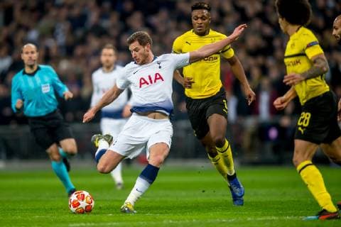 Jan Vertonghen of Tottenham Hotspur during the UEFA Champions League round of 16 match between Tottenham Hotspur and Borussia Dortmund at Wembley Stadium, London, England on 13 February 2019. Copyright: xSalvioxCalabresex 22920105