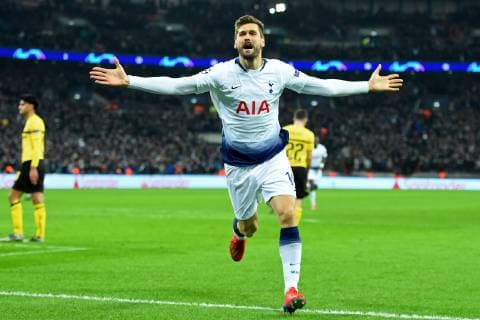 February 13, 2019 - London, England, United Kingdom - Tottenham forward Fernando Llorente celebrates his goal during the UEFA Champions League match between Tottenham Hotspur and Ballspielverein Borussia 09 e.V. Dortmund at Wembley Stadium, London on Wednesday 13th February 2019. (Credit: Jon Bromley MI News & Ltd) Tottenham Hotspur v Borussia Dortmund - UEFA Champions League Round of 16: First Leg  - ZUMAn230 20190213_zaa_n230_608 Copyright: xMixNewsx