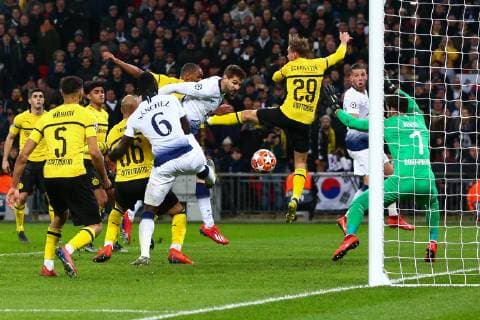 Fernando Llorente of Tottenham Hotspur scores his side s third goal during the UEFA Champions League Round of 16 First Leg match at Wembley Stadium, London. Picture date: 13th February 2019. Picture credit should read: Craig Mercer Sportimage EDITORIAL USE ONLY. No use with unauthorised audio, video, data, fixture lists, club league logos or live services. Online in-match use limited to 120 images, no video emulation. No use in betting, games or single club league player publications. CM2_0512.JPG