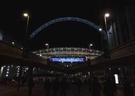 England London 13 02 2019 UEFA Champions League 2018 19 Season Round of 16 First leg Tottenham Hotspur FC BV Borussia Dortmund A general view outside Wembley stadium DeFodi056