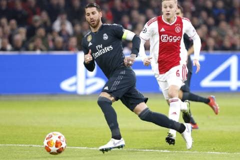 RAMOS Sergio Captains Team Real Madrid UEFA Champions League Season 2019 Round of 16 Game Ajax Amsterdam Real Madrid 1 2 on 13 February 2019 at the Johan Cruyff Arena