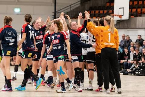 welcome of the teams Alyin Bok SG H2Ku Herrenberg Kuties 08 Mandy Hoogenboom VfL Waiblingen 01 VfL Waiblingen Tigers vs SG H2Ku Herrenberg Kuties Handball 2 Bundesliga Women HBF Season 18 19 15 02 2019 VfL Waiblingen Tigers vs SG H2Ku Herrenberg Kuties Handball 2 Bundesliga Women HBF Season 18 19 15 02 2019 Waiblingen Copyright: xEIBNER WolfgangxFrankx EP_WFK