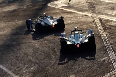 Antonio Felix da Costa PRT in BMW iFE 18 27 and Lucas di Grassi BRA in Audi e tron FE05 Free practice for Formula E Grand Prix Mexico City 16 02 2019