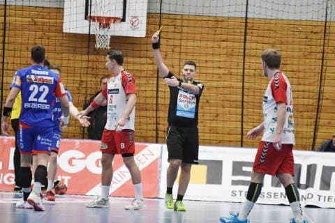 Yellow card for Mex Raguse ASV Hamm Westfalen HBW Balingen Weilstetten vs ASV Hamm Westfalen 2 Handball Bundesliga 22 Matchday 16 02 2019 HBW Balingen Weilstetten vs ASV Hamm Westfalen 2 Handball Bundesliga 22 Matchday 16 02 2019 Balingen Copyright: xEIBNER Florian_Schustx EP_SCHUST