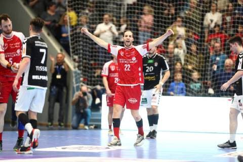 Jan Wicklein Ferndorf celebrates victory against Hamburg TuS Ferndorf Handball Sport Verein Hamburg Handball 2 Liga 16 02 2019 TuS Ferndorf Handball Sport Verein Hamburg Handball 2 Liga 16 02 2019 Gummersbach Copyright: xEIBNER RenexWeissx EP_RWS
