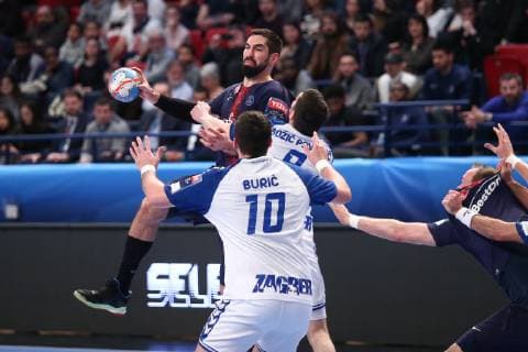 Handball, CL, Paris St. Germain - HC Zagreb Nikola Karabatic (Paris) HANDBALL : VELUX EHF Champions League - 12eme journee - Paris Saint-Germain Handball vs HC PPD Zagreb - 17 02 2019 KevinDomas Panoramic 
