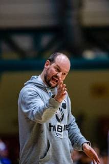 Handball 2 Bundesliga Men Season 2018 2019 Dessau Rosslauer HV 06 VfL Lübeck Schwartau Coach Torge Greve VfL Lübeck Schwartau during the season 2018 2019 in the Handball 2 Bundesliga Men between Dessau Rosslauer HV 06 and VfL Lübeck Schwartau in the Anhalt Arena on 17 February 2019 in Bauhausstadt Dessau Sachsen Anhalt Saxony Anhalt Germany