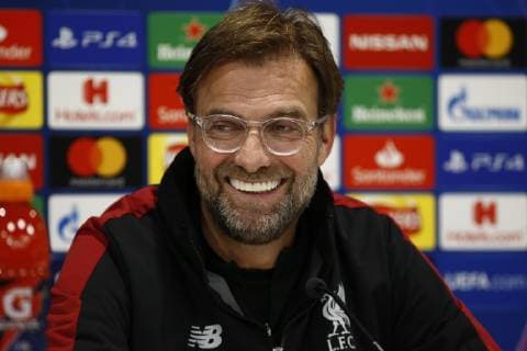 Sport Bilder des Tages 18th February 2019, Anfield, Liverpool, England; UEFA Champions League, pre match press conference PK Pressekonferenz ahead of Liverpool versus Bayern Munich; Liverpool manager Jurgen Klopp speaking to the media during today s press conference at Anfield ahead of tomorrow s Champions League round of 16 first leg match against Bayern Munich  ActionPlus12106431 AlanxMartin