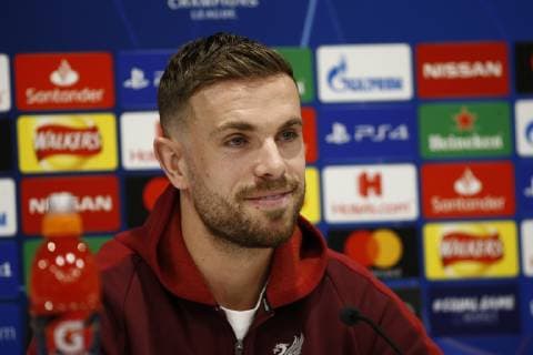 18th February 2019, Anfield, Liverpool, England; UEFA Champions League, pre match press conference PK Pressekonferenz ahead of Liverpool versus Bayern Munich; Jordan Henderson of Liverpool speaking to the media during today s press conference at Anfield ahead of tomorrow s Champions League round of 16 first leg match against Bayern Munich  ActionPlus12106435 AlanxMartin