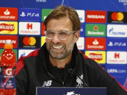 18th February 2019, Anfield, Liverpool, England; UEFA Champions League, pre match press conference PK Pressekonferenz ahead of Liverpool versus Bayern Munich; Liverpool manager Jurgen Klopp speaking to the media during today s press conference at Anfield ahead of tomorrow s Champions League round of 16 first leg match against Bayern Munich  ActionPlus12106439 AlanxMartin