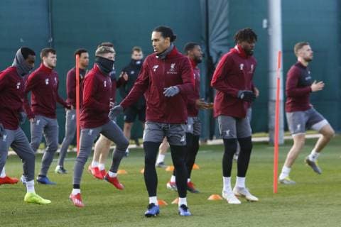 18th February 2019, Melwood, Liverpool, England; UEFA Champions League, Liverpool versus Bayern Munich; Virgil van Dijk of Liverpool during today s open training session at Melwood ahead of tomorrow s Champions League round of 16 first leg match against Bayern Munich  ActionPlus12106476 AlanxMartin