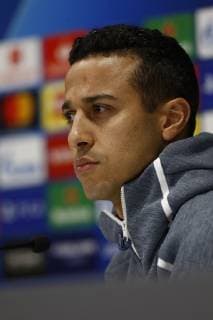 18th February 2019, Anfield, Liverpool, England; UEFA Champions League, pre match press conference PK Pressekonferenz ahead of Liverpool versus Bayern Munich; Thiago Alcantara of Bayern Munich speaking to the media during today s press conference at Anfield ahead of tomorrow s Champions League round of 16 first leg match against Liverpool  ActionPlus12106535 AlanxMartin
