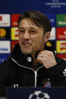 18th February 2019, Anfield, Liverpool, England; UEFA Champions League, pre match press conference PK Pressekonferenz ahead of Liverpool versus Bayern Munich; Bayern Munich manager Niko Kovac speaking to the media during today s press conference at Anfield ahead of tomorrow s Champions League round of 16 first leg match against Liverpool  ActionPlus12106537 AlanxMartin