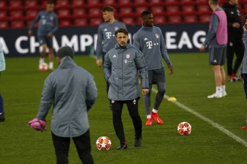 18th February 2019, Anfield, Liverpool, England; UEFA Champions League, Bayern Munich manager Niko Kovac oversees today s open training session at Anfield ahead of tomorrow s Champions League round of 16 first leg match against Liverpool during today s open training session at Anfield ahead of tomorrow s Champions League round of 16 first leg match against Liverpool  ActionPlus12106552 AlanxMartin