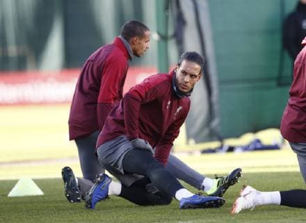 18th February 2019, Melwood, Liverpool, England; UEFA Champions League, Virgil van Dijk of Liverpool during today s open training session at Melwood ahead of tomorrow s Champions League round of 16 first leg match against Bayern Munich  ActionPlus12106559 AlanxMartin
