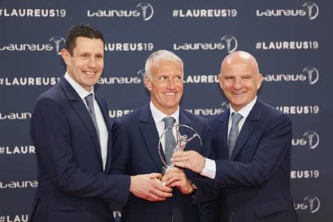 Didier Deschamps Coach French National Football Team with Co Trainers Award winner Team of the Year Red Carpet Award Ceremony Laureus World Sports Awards 2019 in the Sporting Principality of Monaco Cote d Azur