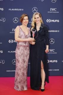 Henrieta Farkasova Slovak handicapped skier prize winner Sportsperson of the Year with a Disability red carpet award ceremony Laureus World Sports Awards 2019 in the Sporting Principality Monaco Cote d Azur