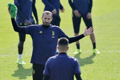 Photo LaPresse - Fabio Ferrari February 19, 2019 Turin, Italy soccer Juventus fc session training day before Atletico Madrid vs Juventus Fc - Uefa Champions In the pic:Chiellini Giorgio (Juventus F.C.);  Copyright: xFabioxFerrari LaPressex