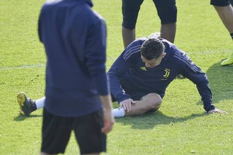 Photo LaPresse - Fabio Ferrari February 19, 2019 Turin, Italy soccer Juventus fc session training day before Atletico Madrid vs Juventus Fc - Uefa Champions In the pic:Cristiano Ronaldo (Juventus F.C.);  Copyright: xFabioxFerrari LaPressex