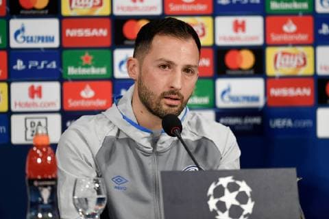 19 02 2019 Football Season 2018 2019 Champions League Round of 16 Press Conference and Final Training FC Schalke 04 Head Coach Domenico TEDESCO FC Schalke 04 Gelsenkirchen Veltins Arena NRW Germany