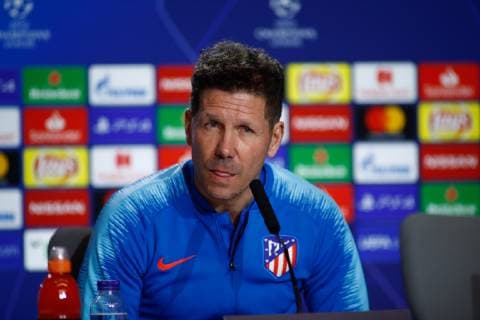 February 19, 2019 - Madrid, MADRID, SPAIN - Diego Pablo Simeone of Atletico de Madrid during the press conference PK Pressekonferenz before the Champions League football match between Atletico de Madrid and Juventus at Wanda Metropolitano stadium, Madrid, Spain, Februeary 19th 2019. Soccer: Champions League - At. Madrid v Juventus - ZUMAa181 20190219_zaa_a181_107 Copyright: xAFP7x