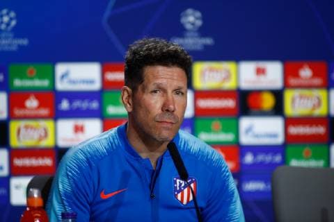 February 19, 2019 - Madrid, MADRID, SPAIN - Diego Pablo Simeone of Atletico de Madrid during the press conference PK Pressekonferenz before the Champions League football match between Atletico de Madrid and Juventus at Wanda Metropolitano stadium, Madrid, Spain, Februeary 19th 2019. Soccer: Champions League - At. Madrid v Juventus - ZUMAa181 20190219_zaa_a181_108 Copyright: xAFP7x