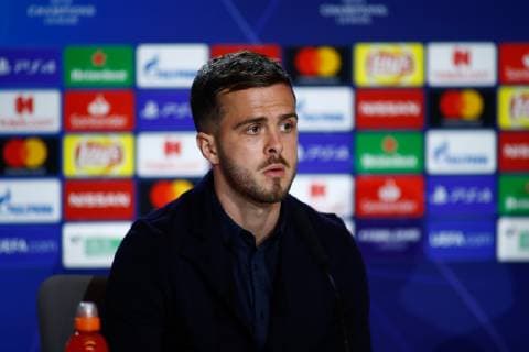 February 19, 2019 - Madrid, MADRID, SPAIN - Miralem Pjanic of Juventus during the press conference PK Pressekonferenz before the Champions League football match between Atletico de Madrid and Juventus at Wanda Metropolitano stadium, Madrid, Spain, Februeary 19th 2019. Soccer: Champions League - At. Madrid v Juventus - ZUMAa181 20190219_zaa_a181_151 Copyright: xAFP7x