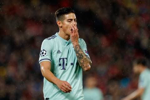 England Liverpool 19 02 2019 UEFA Champions League 2018 19 Season Round of 16 First leg Liverpool FC Bayern Bayern Munich James Rodriguez FCB watching DeFodi048