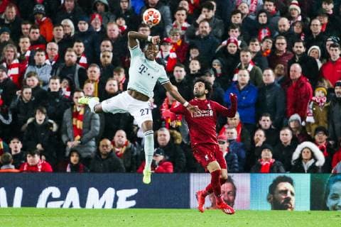 v left in the duel ÊDavid Alaba FC Bayern Muenchen and Mohamed Salah FC Liverpool GER UEFA Champions League Round of 16 FC Liverpool FC Bayern Muenchen 19 02 2019 Liverpool Copyright: xTomxWellerx xEibner-Pressefotox EP_twr
