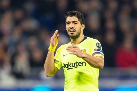 Lyon France 19 02 2019 UEFA Champions League 2018 19 Season quarter-final Olympique Lyon FC Barcelona Luis Suarez FCB watching DeFodi053