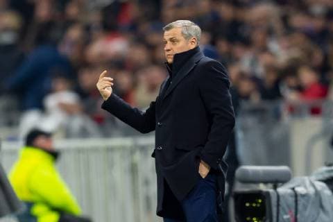 Lyon France 19 02 2019 UEFA Champions League 2018 19 Season quarter-finals Olympique Lyon FC Barcelona coach Bruno Genesio OLY gesticulated gesture DeFodi053