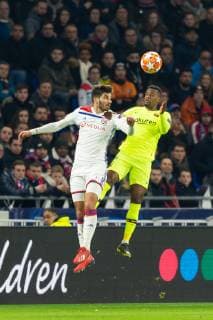 Lyon France 19 02 2019 UEFA Champions League 2018 19 Season quarter-final Olympique Lyon FC Barcelona Martin Terrier OLY and Nelson Semedo FCB in a duel DeFodi053