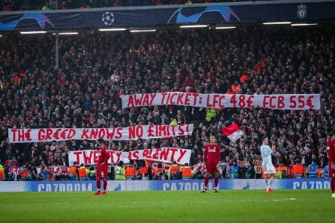 FC Bayern Muenchen Fanblock Poster due to high ticket prices GER UEFA Champions League Round of sixteen FC Liverpool FC Bayern Muenchen 19 02 2019 Liverpool Copyright: xTomxWellerx xEibner-Pressefotox EP_twr