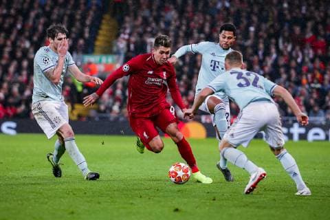 v left in the total ÊJavi Martinez FC Bayern Muenchen Roberto Firmino FC Liverpool Serge Gnabry FC Bayern Muenchen and Joshua Kimmich FC Bayern Muenchen GER UEFA Champions League Round of 16 FC Liverpool FC Bayern Muenchen 19 02 2019 Liverpool Copyright: xTomxWellerx xEibner-Pressefotox EP_twr