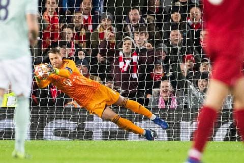 goalkeeper Manuel Neuer of FC Bayern Munchen during the UEFA Champions League round of 16 match between Liverpool FC and Bayern Munich at Anfield on February 19, 2019 in Liverpool, United Kingdom UEFA Champions League 2018 2019 xVIxVIxImagesx xTomxBodexMultimediaxIVx 13681186
