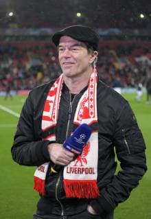 19 02 2019 Football UEFA Champions League 2018 2019 Round of 16 FC Liverpool FC Bayern Munich Anfield Stadium in Liverpool England Rock singer and Liverpool fan Campino von den Toten Hosen at SKY Sport Interview DFL and DFB regulations prohibit any use of photographs as image sequences and or quasi video