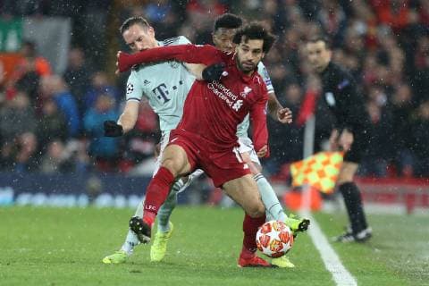 l r in duel action with Franck Ribery 7 FC Bayern Muenchen and Mohamed Salah 11 Liverpool FC Liverpool FC vs. FC Bayern Muenchen Football Champions League Round of 16 19 02 2019 Liverpool Liverpool England Copyright: xkolbert-press ChristianxKolbertx
