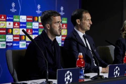 February 19, 2019 - Madrid, Madrid, Spain - Juventus player Miralem Pjanic seen speaking during the press conference PK Pressekonferenz before the UEFA Champions League match between Atletico de Madrid and Juventus at the Wanda Metropolitano Stadium in Madrid. UEFA Champions League Press Conference in Madrid, Spain - 19 Feb 2019 - ZUMAs197 20190219_zaa_s197_261 Copyright: xLeganxP.xMacex