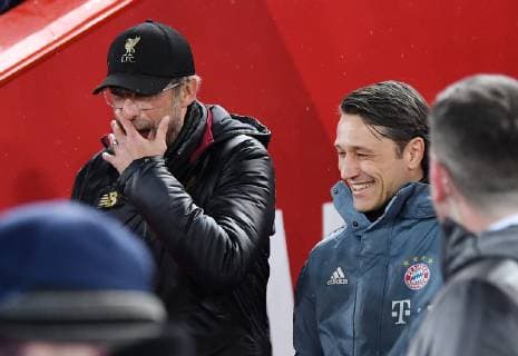 FOOTBALL CHAMPIONS LEAGUE SAISON 2018 2019 ACHTELFINAL HINSPIEL FC Liverpool FC Bayern Muenchen 19 02 2019 Coach Juergen Klopp li FC Liverpool and coach Niko Kovac re FC Bayern Muenchen before the game