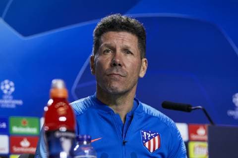 February 19, 2019 - Madrid, Madrid, Spain - Atletico de Madrid s coach Diego Pablo Simeone seen speaking during the press conference PK Pressekonferenz before the UEFA Champions League match between Atletico de Madrid and Juventus at the Wanda Metropolitano Stadium in Madrid. UEFA Champions League Press Conference in Madrid, Spain - 19 Feb 2019 - ZUMAs197 20190219_zaa_s197_274 Copyright: xLeganxP.xMacex