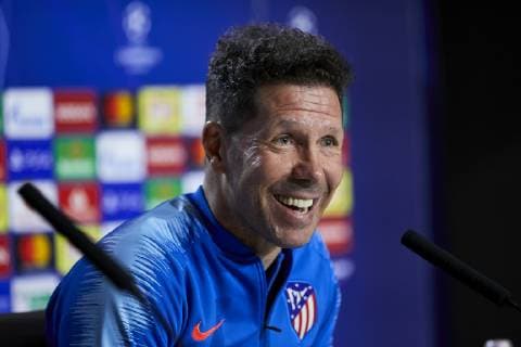 February 19, 2019 - Madrid, Madrid, Spain - Atletico de Madrid s coach Diego Pablo Simeone seen speaking during the press conference PK Pressekonferenz before the UEFA Champions League match between Atletico de Madrid and Juventus at the Wanda Metropolitano Stadium in Madrid. UEFA Champions League Press Conference in Madrid, Spain - 19 Feb 2019 - ZUMAs197 20190219_zaa_s197_199 Copyright: xLeganxP.xMacex